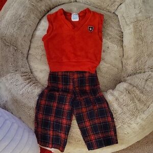 VTG* Toddletime Kids Red and Black Plaid Matching Set For Christmas